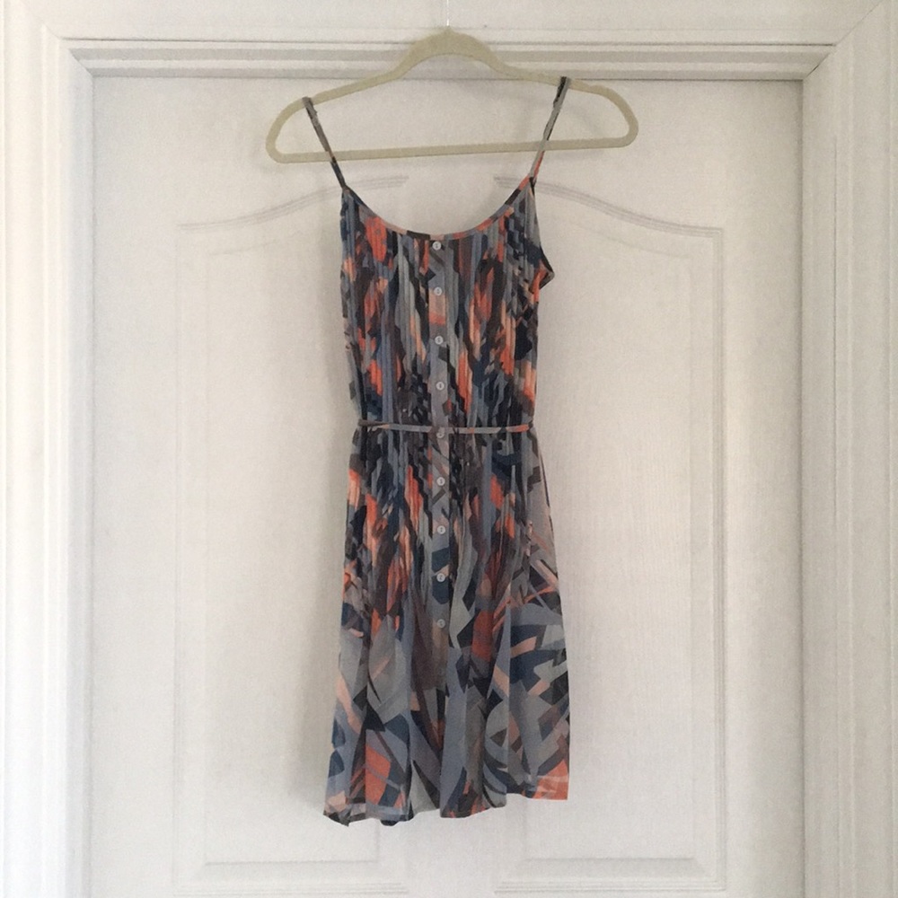 Geometric Sun Dress with Pleated Front